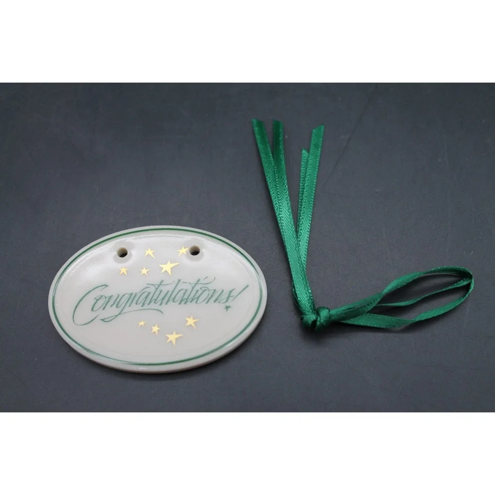 Longaberger Tie On Congratulations 1994 Original Box One Green Ribbon Basket
